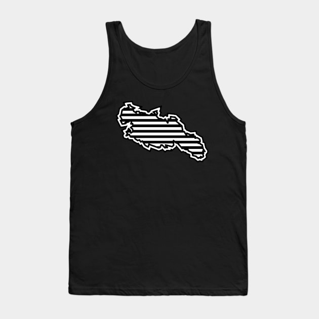 Lasqueti Island Silhouette in Black and White Stripes - Simple Line Pattern - Lasqueti Island Tank Top by Bleeding Red Paint